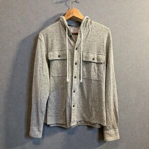 Thread Wave Hooded Button Down Shirt Mens M Grey Green Marled MKT647FM